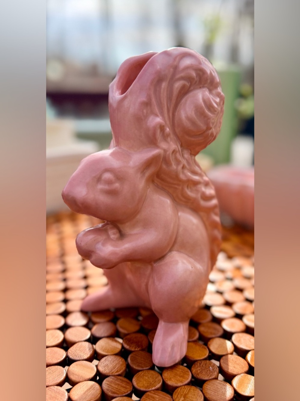 🐿️ Vintage Pink Matte Ceramic Squirrel Planter by SylvaC, Mold 1143, EUC 🌼